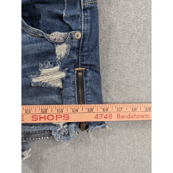 Amberican Eagle Denim Shorts Womens Size 4 Blue Cut Off Distressed Zipper Slits - Picture 6 of 16